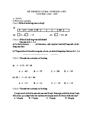 Đề thi đề xuất học sinh giỏi môn Toán + Tiếng Việt Lớp 2 - Năm học 2014-2015